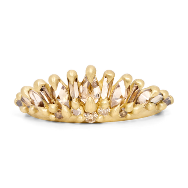 Champagne Diamond Gardenia Petal Ring - Made to Order